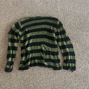 SHEIN Green and Black Knit Sweater